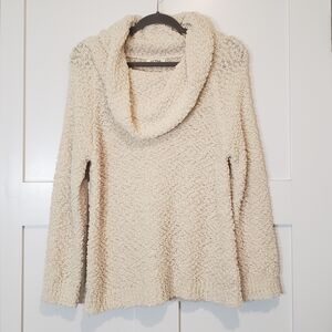 Umgee Cowlneck Sweater Cream Popcorn Teddy Bear Size Small
